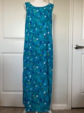 Vtg Cynthia Taylor Reversible Maxi Dress Size M Shoes Purses Polka Dots Summer